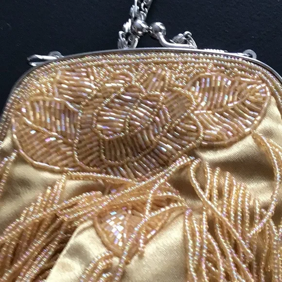 Vintage gold beaded evening bag - Picture 5 of 7